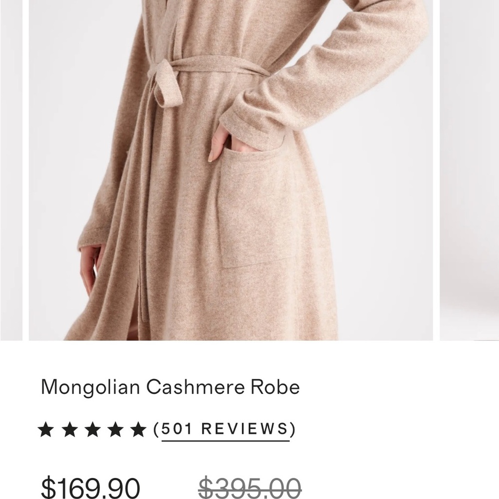 Quince Mongolian Cashmere Robe in Tan